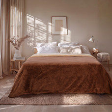 Beauty Home Κουβέρτα υπέρδιπλη διπλής όψεως Art 11601 Jacquard fleece 700gsm Fiesta Plus 220x240 Καφέ,Μπεζ