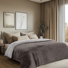 Beauty Home Παπλωματοθήκη υπέρδιπλη διπλής όψεως Art 11602 Jacquard fleece 700gsm Fiesta Plus 220x240 Ανθρακί,Γκρι