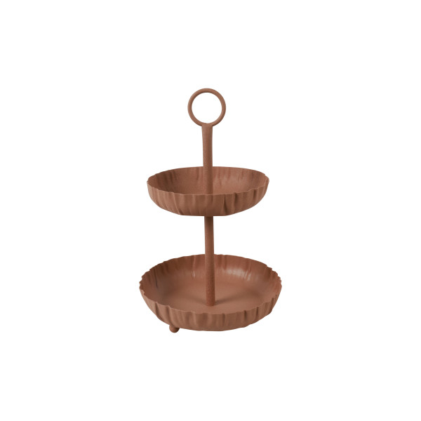 Beauty Home Δίσκος 2όροφος μεταλλικός terracotta 25x40cm