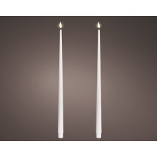 Beauty Home Κερί LED Δείπνου με Ρεαλιστική Φλόγα Λευκό Σετ 2 Τεμαχίων Ø2,2 x 42,5 cm