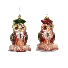 Beauty Home Στολίδι Κουκουβάγια Γυάλινη με Γυαλιά 13 cm  Μπορντό