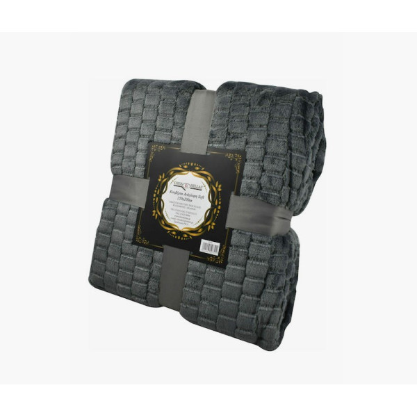 Κουβερτάκι ριχτάρι  flannel soft ανάγλυφο 150x200 Chios Hellas grey