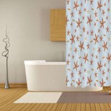 Cyclops Starfish Κουρτίνα Μπάνιου Υφασμάτινη 180x200 cm Λευκή-Μπεζ