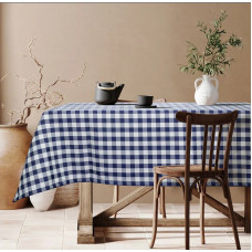 Τραπεζομάντηλο φαγητού 140Χ140 βαμβακερό καρώ μπλε σχέδιο 5467