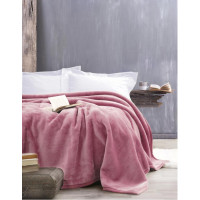 Κουβέρτα υπέρδιπλη 220Χ240 Soft Velvet  βελουτέ Flamingo χρώμα amethyst