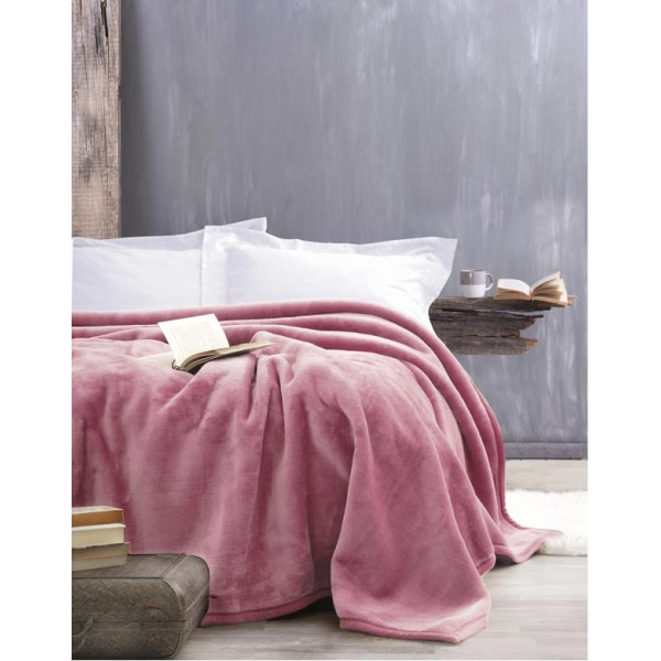 Κουβέρτα μονή 160Χ220 Soft Velvet  βελουτέ Flamingo χρώμα amethyst