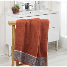 Πετσέτα σετ 2τμχ 50Χ90 & 70Χ130 με φάσα σχ. Esteban teracotta extra απορροφητική