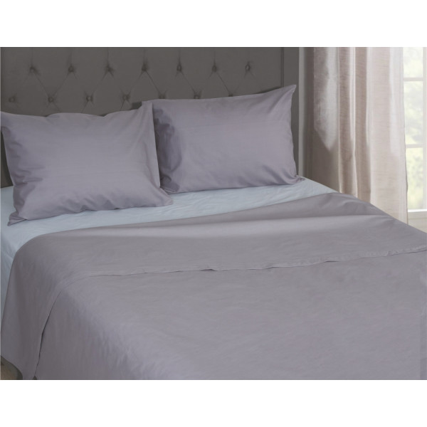 Σετ παπλωματοθήκη Σχ. Rainbow μονόχρωμη poly/cotton 144 κλωστών Grey 160x140cm