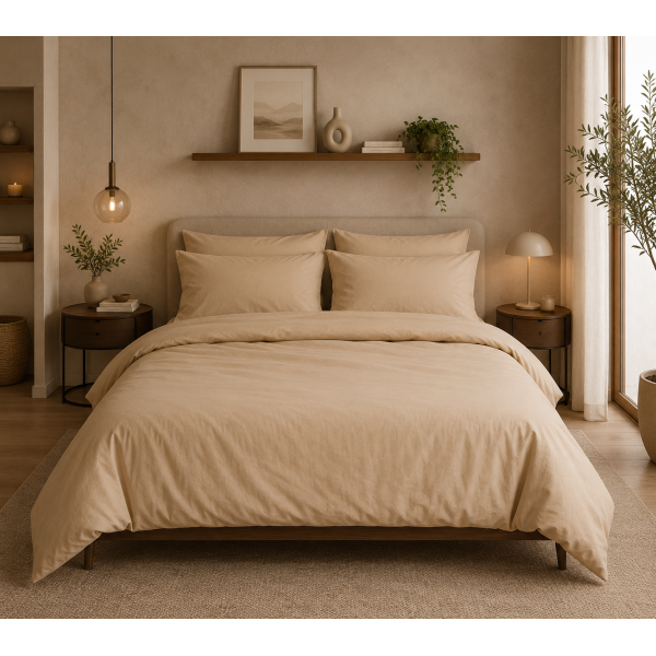 Σετ παπλωματοθήκη Σχ. Rainbow μονόχρωμη poly/cotton 144 κλωστών Smoke 160x240cm