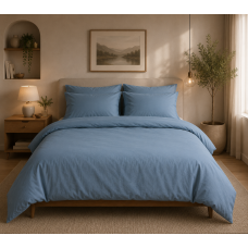 Σετ παπλωματοθήκη Σχ. Rainbow μονόχρωμη poly/cotton 144 κλωστών Blue 220x240cm