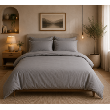 Σετ παπλωματοθήκη Σχ. Rainbow μονόχρωμη poly/cotton 144 κλωστών Grey 220x240cm