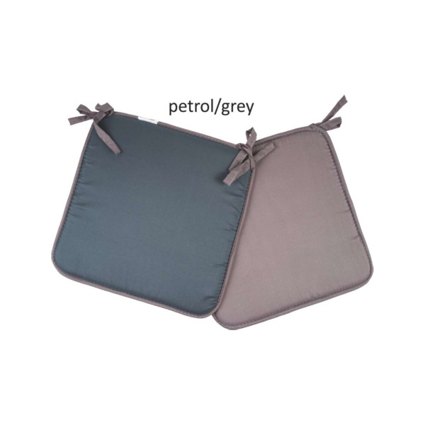 Μαξιλάρι καρέκλας δίχρωμο Σχ.Reli petrol-grey 38x38x2cm 100% microfiber 38x38cm