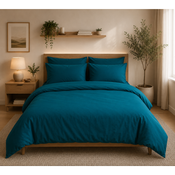 Σετ παπλωματοθήκη Σχ. Rainbow μονόχρωμη poly/cotton 144 κλωστών Emerald 160x240cm