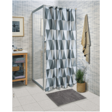 Κουρτίνα μπάνιου με κρίκους Σχ.Corner 180x200cm + πατάκι Shaggy 50x70cm 100% pol. 180x200cm