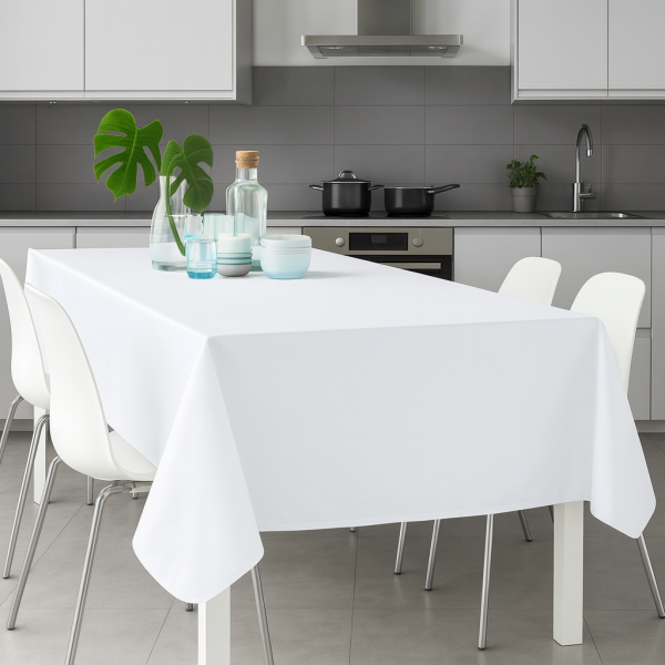 Τραπεζομάντηλο αλέκιαστο μονόχρωμο 100%pol. White 150x150cm