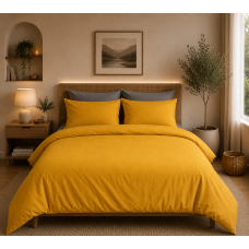 Σετ παπλωματοθήκη Σχ. Rainbow μονόχρωμη poly/cotton 144 κλωστών Sweet honey 160x240cm