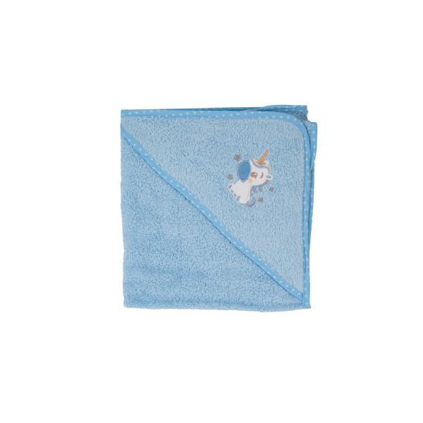 Πετσέτα με κουκούλα  Σχ.Pony 75X75cm 100% cotton Blue