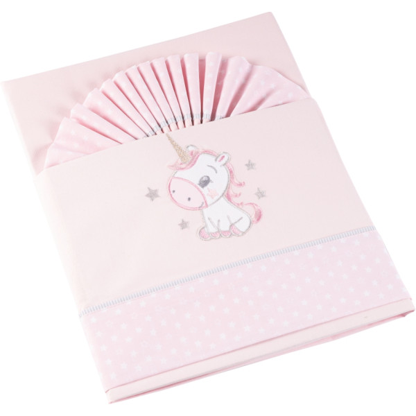 Σετ σεντόνια μπεμπέ 3τμχ  Σχ. Pony 100% cotton Pink
