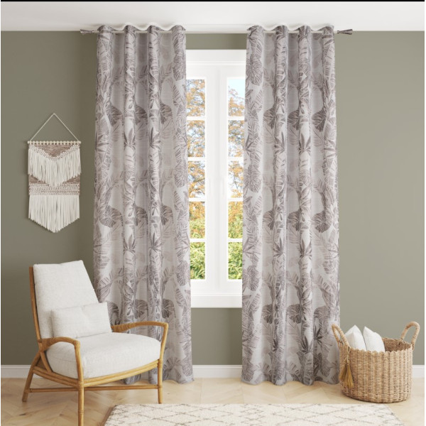 Κουρτίνα Σχ. Cocoon beige 140x260cm ζακάρ έτοιμη ραμμένη με κρίκους 100% pol. 140x260cm