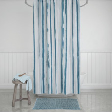 Κουρτίνα μπάνιου με κρίκους Σχ.Enza 180x200cm + πατάκι Shaggy 50x70cm 100% pol. 180x200cm