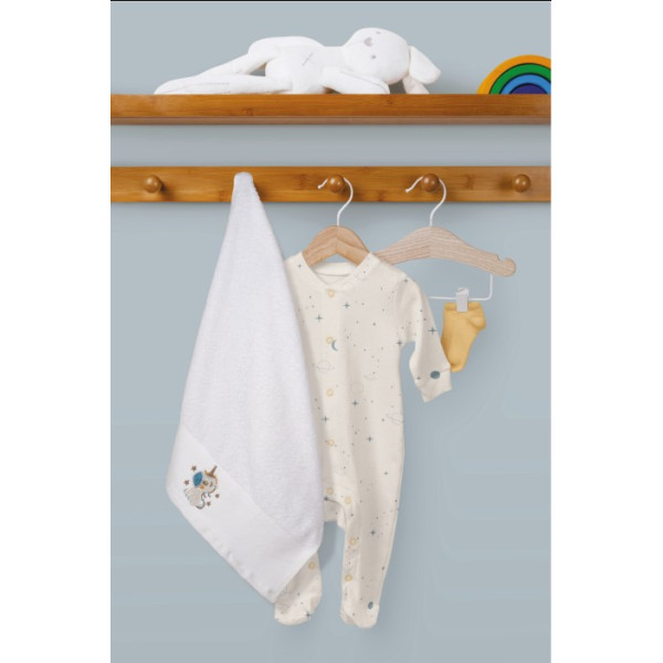 Σετ πετσέτα 2τμχ. bebe Σχ.Unicorn (white-blue) 50x90cm+70x140cm 100% cotton