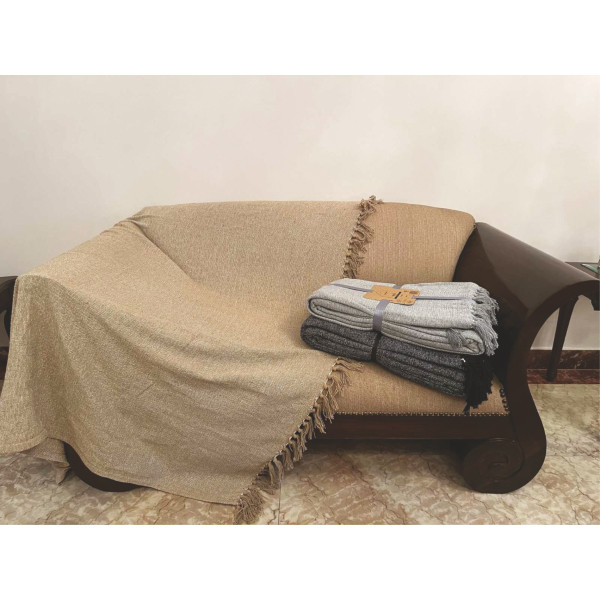Ριχτάρι Σχ. Ajay 60% chenille pol. - 40% cotton Beige 180x300cm
