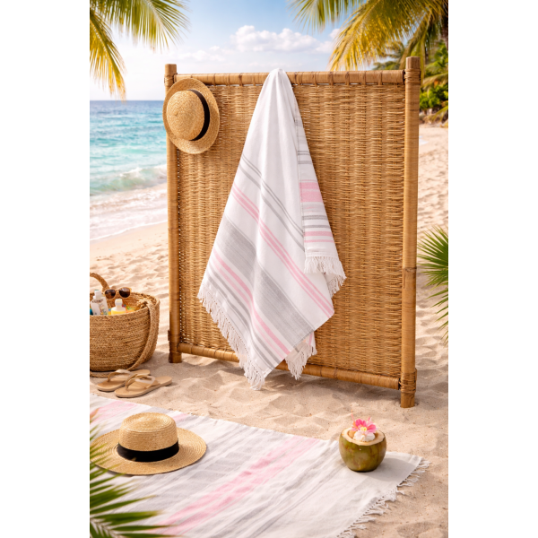 Πετσέτα θαλάσσης - παρεό με κρόσια 90X150cm Σx.8712 80% cotton-20% pol.