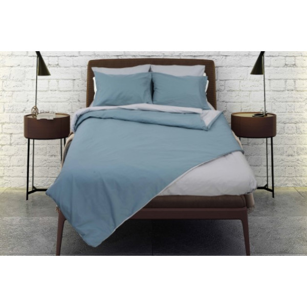 Σετ σεντόνια "Rainbow" μονόχρωμα Blue-Ice grey poly/cotton 144 κλωστών 170x260cm