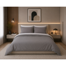 Σετ σεντόνια "Rainbow" μονόχρωμα Grey-Ice grey poly/cotton 144 κλωστών 240x260cm
