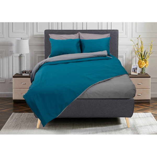 Σετ σεντόνια "Rainbow" μονόχρωμα Emerald-Grey poly/cotton 144 κλωστών 170x260cm