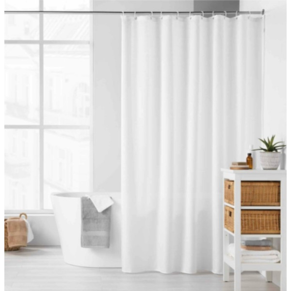 Κουρτίνα μπάνιου με κρίκους Σχ.Yaline White 180x200cm 100% pol 180x200cm