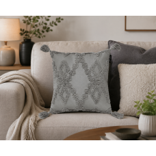 Μαξιλαροθήκη διακοσμητική  40Χ40cm Σχ. Abia 100% cotton Light Grey