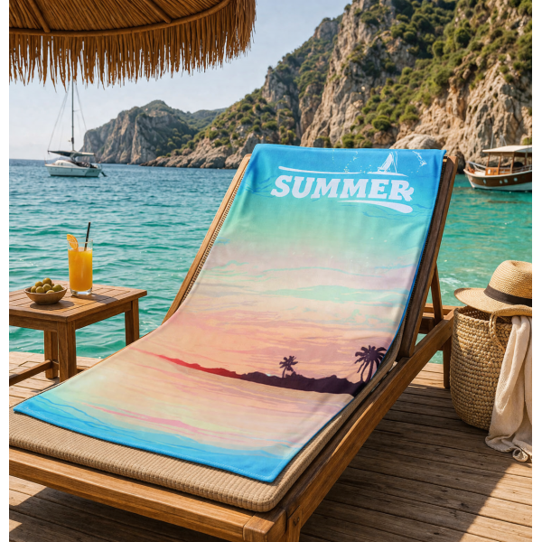 Πετσέτα θαλάσσης microfiber 75x150cm Σx. Summer time 100% polyester