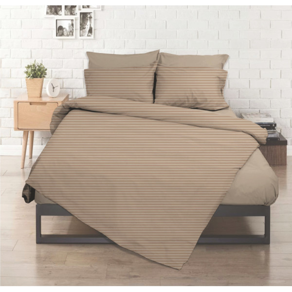 Σεντόνι λάστιχο εμπριμέ Σχ. Chic beige poly/cotton 160x200cm
