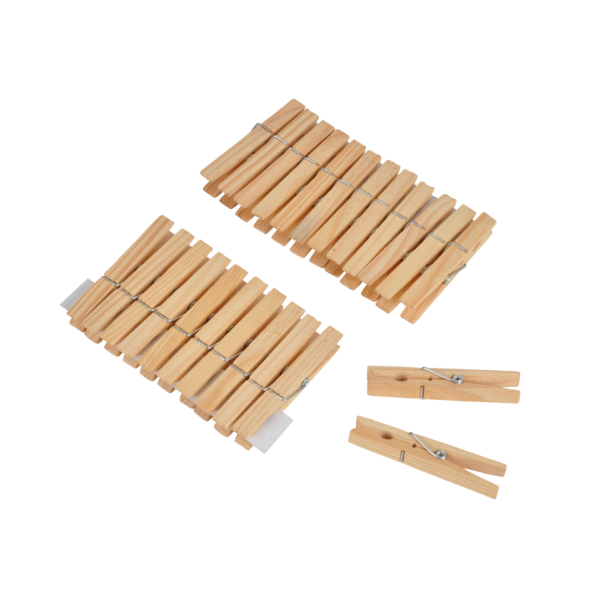 Σετ 24 ξύλινα  μανταλάκια 7cm natural MEN174