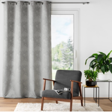 Κουρτίνα ζακάρ Σχ. Teora grey 140x260cm  έτοιμη ραμμένη με κρίκους 100% pol. 140x260cm