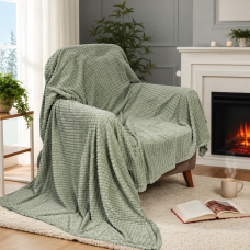 Κουβέρτα - Ριχτάρι flannel ζακάρ Σχ.Edward  100% polyester Light Grey 150x220cm