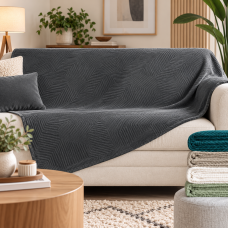 Κουβέρτα - Ριχτάρι flannel ανάγλυφο Σχ.Haris  100% polyester Emerald 200x220cm