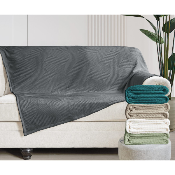 Κουβέρτα - Ριχτάρι flannel ανάγλυφο Σχ.Haris  100% polyester Green 200x220cm