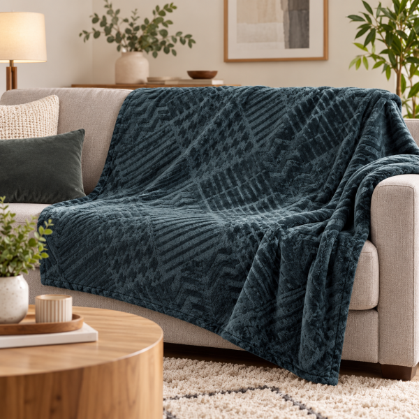 Κουβέρτα - Ριχτάρι flannel ζακάρ Σχ. Karl 100% polyester Light Grey 150x220cm