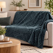 Κουβέρτα - Ριχτάρι flannel ζακάρ Σχ. Karl 100% polyester Blue 200x220cm