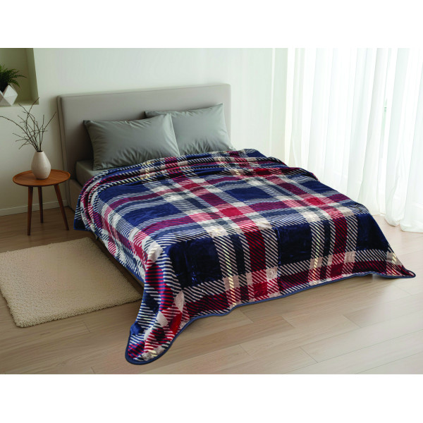 Κουβέρτα καρό Σχ.Marley 490 gsm 100% polyester Blue 150x220cm