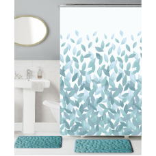 Κουρτίνα μπάνιου printed με κρίκους Σχ.Leafs mint 180x200cm 100% pol. 180x200cm