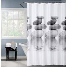 Κουρτίνα μπάνιου printed με κρίκους Σχ.Stones 180x200cm 100% pol. 180x200cm