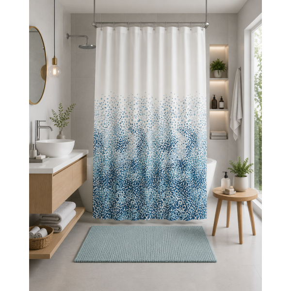 Κουρτίνα μπάνιου printed με κρίκους Σχ.Loby 180x200cm 100% pol. 180x200cm
