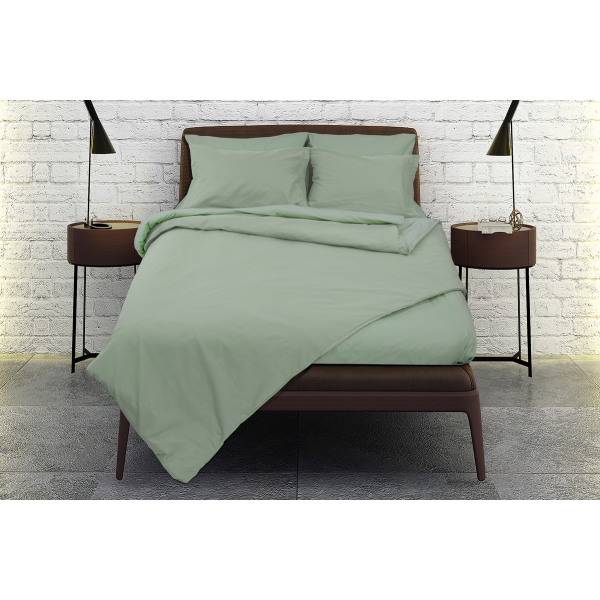 Σετ παπλωματοθήκη Σχ. Rainbow μονόχρωμη poly/cotton 144 κλωστών Olive 160x140cm