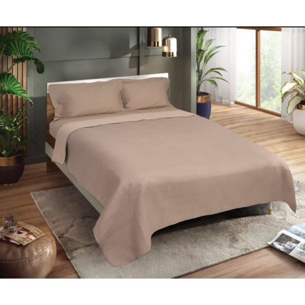 Κουβερλί ultrasonic Σχ. Sita 100% microfiber Rotten apple-beige 220x240cm