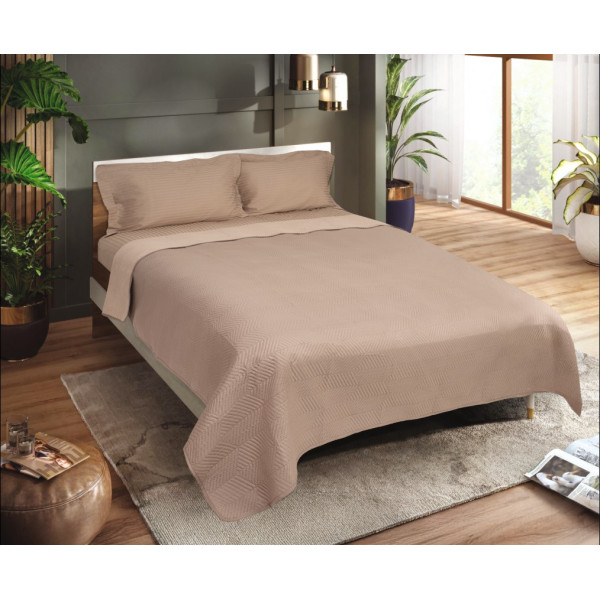 Κουβερλί ultrasonic Σχ. Sita 100% microfiber Beige-Natural 160x220cm