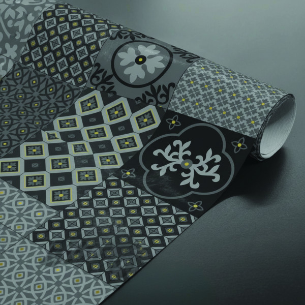 Τραπεζομάντηλο  Pvc printed 140cm X 20m Σχ. Kairo black 140Χ20m