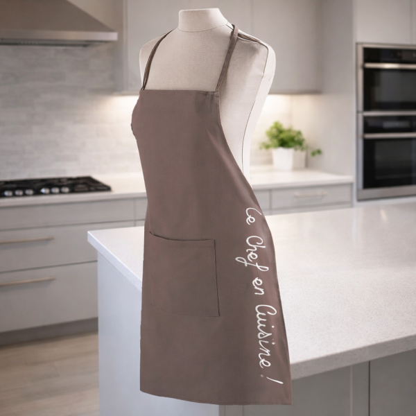 Ποδιά κουζίνας με τσέπη Σχ. Cuistot taupe  60x84cm cotton 60x84cm